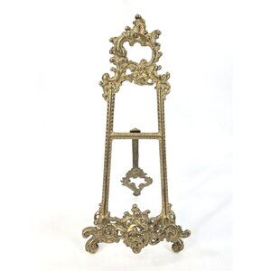 Victorian Rococo Revival Vintage Ornate Brass Easel Book Stand Holder Tabletop